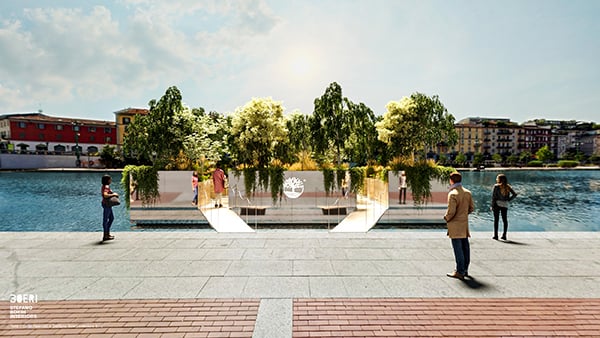 Milan's Darsena will host Timberland's Floating Forest.