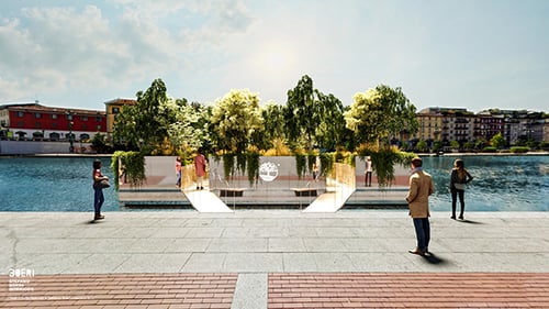 Milan's Darsena will host Timberland's Floating Forest.