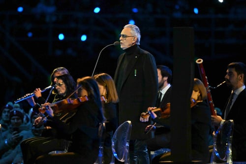 Andrea Bocelli con Blackfin alla cerimonia di apertura delle Olimpiadi Invernali Milano Cortina 2026